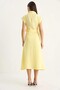 Yellow Lace Detailed Belted Muslin Fabric Shirt Collar Buttoned Dress – Summer Casual Form 7008 - 7