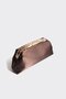 Bitter Brown Satin Gold Sequin Detailed Clutch Evening Dress Bag - 2