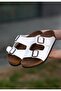 Rıno Double Buckle Comfortable White Nubuck Daily Slippers - 5