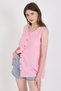 Pink Linen Look 100% Cotton Button Tank Top 4808A - 6