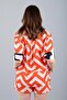 Voal Short Shirt Orange Geometric - 3
