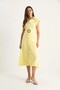 Yellow Lace Detailed Belted Muslin Fabric Shirt Collar Buttoned Dress – Summer Casual Form 7008 - 4