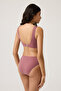 Burgundy High Waist Bikini Bottom Sporty Bottom - 6