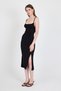 Black Strap Slit Draped Detailed Woven Dress 21003 - 3