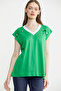 Knitwear Collar Combination Combed Cotton T-Shirt - Green