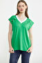 Knitwear Collar Combination Combed Cotton T-Shirt - Green - 3