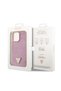 iPhone 13 Pro Max Compatible Case Guess Licensed Stoned Back Surface Triangle Logo Cover Pink - 5