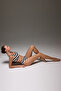 Black-White Striped High Waist Bikini Bottom Sporty Bottom - 6