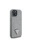 iPhone 15 Compatible Case Guess Licensed Stoned Back Surface Triangle Logo Cover Silver - 3