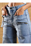High Rise Front Zipper Pocket Straight Fit Jeans - 4
