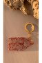 Transparent Epoxy Red Glitter Decorated New Year Themed Keychain with Gold Accessories Handmade Gift - 3