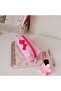Pinkue Gingham Patterned Bow Detailed Pink Pen Holder / Organizer / Care - Makeup Bag - 4