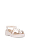 B121 Women's Genuine Leather Flat Sandals Cream - 2