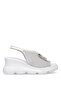 Elit Zeyn 8067 Women's Genuine Leather Wedge Heel Sandals White