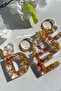 Gold Foil Floral Glittery-Paillette Epoxy Letter - Number Keychains