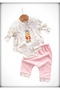 Newest Organic Cotton Floral Patterned Fishtail Collar 3-Piece Bodysuit Set Newborn Hospital Release - 2