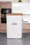 4-Piece White Tea - Sugar - Salt - Flour and Food Storage Box Wooden Vacuum Lid 3 Lt Acrylic Label - 5