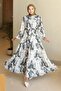 Patterned Hijab Dress Khaki 561