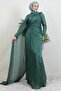 Burcu Hijab Evening Dress Dark Mint - 2