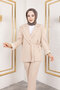 Tie Detailed Blazer Suit Tsd250196 Beige - 2