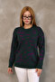 Round Neck Long Sleeve Jacquard Panel Peacock Pattern Winter Knitwear Sweater with Elastic Waist - 5