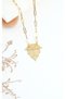 Yellow 316L Steel Women's Necklace with Zircon Stone Geometric Design - 4