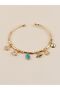 Auralis Adjustable Blue Stone, Star and Eye Charm Handcuff Bracelet