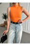Women's Orange Turtleneck Tank Top - 3