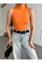 Women's Orange Turtleneck Tank Top - 4