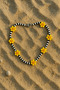 Black and White Beaded Handmade Necklace with Yellow Flower Detail - 3