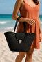 Kaan Home Black Self-Corded Strap Natural Looking Vegan Beach Bag or Daily Bag - 3
