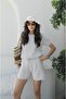 Beige Knitwear Shorts Set - 2