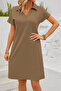 Women's Short Sleeve V-Neck Wrap Dress – Comfortable Fit Summer Model - 2