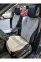 Beige Cream Color Linen Pocket & Sweat-Proof Auto Seat Cushion Set (Front Back Full Set) 7 Pieces Universa