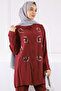 Burgundy Beaded Tunic Trouser Suit - 4