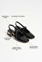 Show Gold Heel and Buckle Detailed Stylish Square Toe Patent Leather Women's Shoes - 6