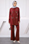 Burgundy Beaded Tunic Trouser Suit - 2