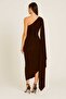 Women's Asymmetrical Cut Gathered Jersey Dress - 4