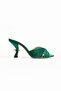 Women's Genuine Leather Heeled Slippers Green - 2