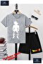 Children's Unisex “Goku Standing White Shadow“ Custom Printed Crew Neck T-Shirt - Shorts Set