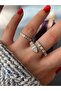 Zircon and Baguette Stone Snake Bottom Adjustable Women's Ring - 5