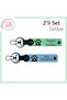 Special Gift for Cat Lover Friend, Heart Paw Motif Leather Keychain Set, Light Green-Sky Blue