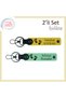 Personalizable Set of 2 Keychains with the Name of the New Baby, Heart Foot Themed, Yellow-A Green