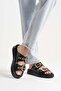 Lluxury Double Gold Buckle Daily Comfortable Stylish Accessory Women's Slippers