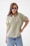 100% Cotton Single Button Foldable Sleeve Summer Muslin Bluz Mg-202 - 2