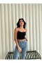 Women's Rope Strap Crop Bustier Blouse Chest Double Layer Black-White Set of Two - 2