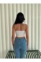 Women's Rope Strap Crop Bustier Blouse Chest Double Layer Black-White Set of Two - 7
