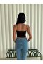 Women's Rope Strap Crop Bustier Blouse Chest Double Layer Black-White Set of Two - 4