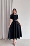 Watermelon Sleeves Black Midi Length Evening Dress Graduation Dress - 2
