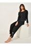 Solid Long Sleeve Button Front Pajama Set